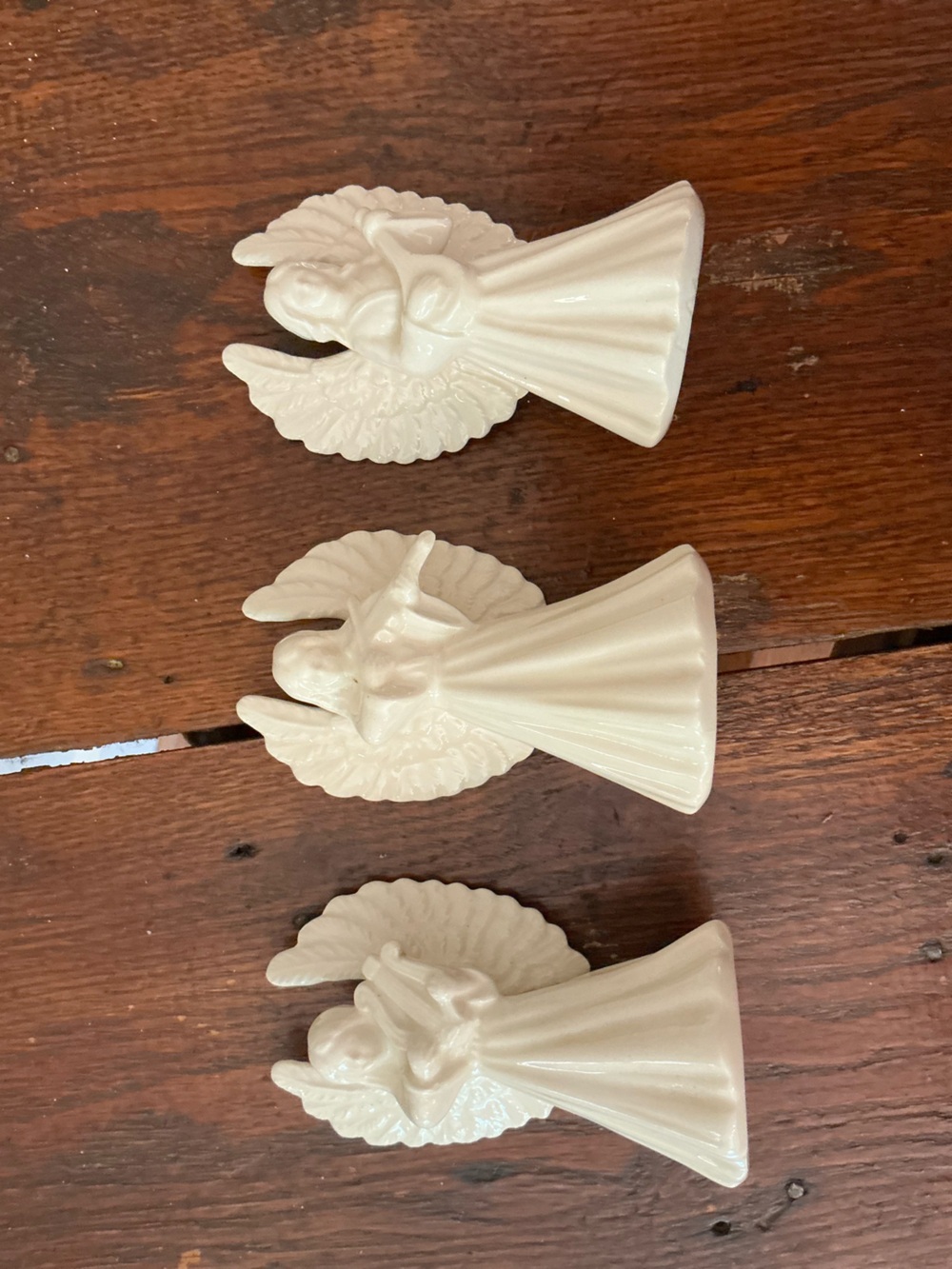 Ceramic Angel Figurines with Musical Instruments - Cream Glazed Trio